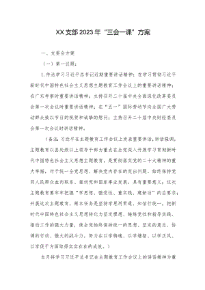 XX支部2023年“三会一课”方案.docx
