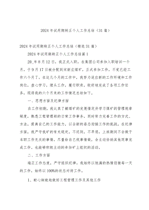 2024年试用期转正个人工作总结（31篇）.docx