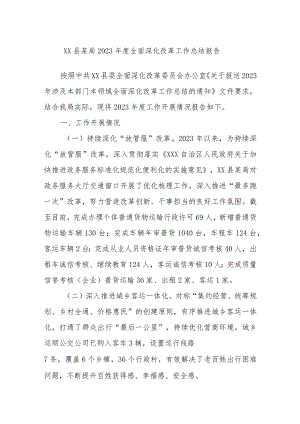 XX县某局2023年度全面深化改革工作总结报告.docx