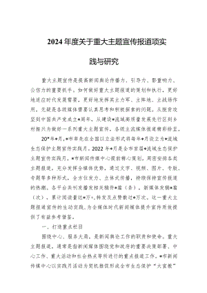 2024年度关于重大主题宣传报道项实践与研究（范文）.docx