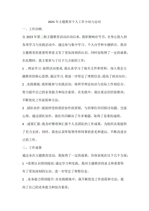2023第二批主题教育个人工作小结及总结.docx