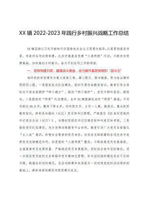 XX镇2022-2023年践行乡村振兴战略工作总结.docx