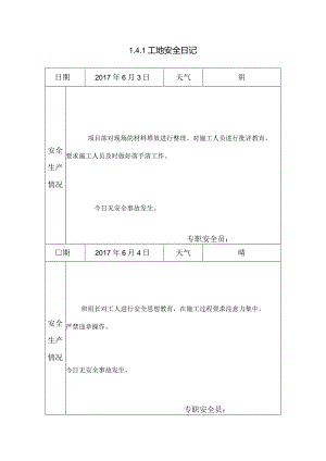 [施工资料]工地安全日记(11).docx