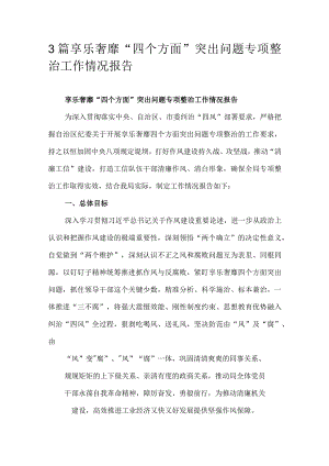 3篇享乐奢靡“四个方面”突出问题专项整治工作情况报告.docx