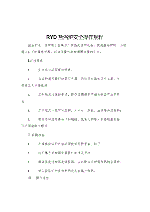 RYD盐浴炉安全操作规程.docx