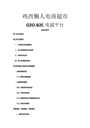 O2O-B2C电超平台懒人电商超市商业方案书.docx