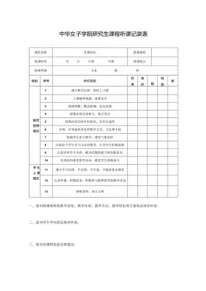 中华女子学院研究生课程听课记录表.docx
