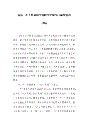 党员干部下基层察民情解民忧暖民心实践活动总结.docx