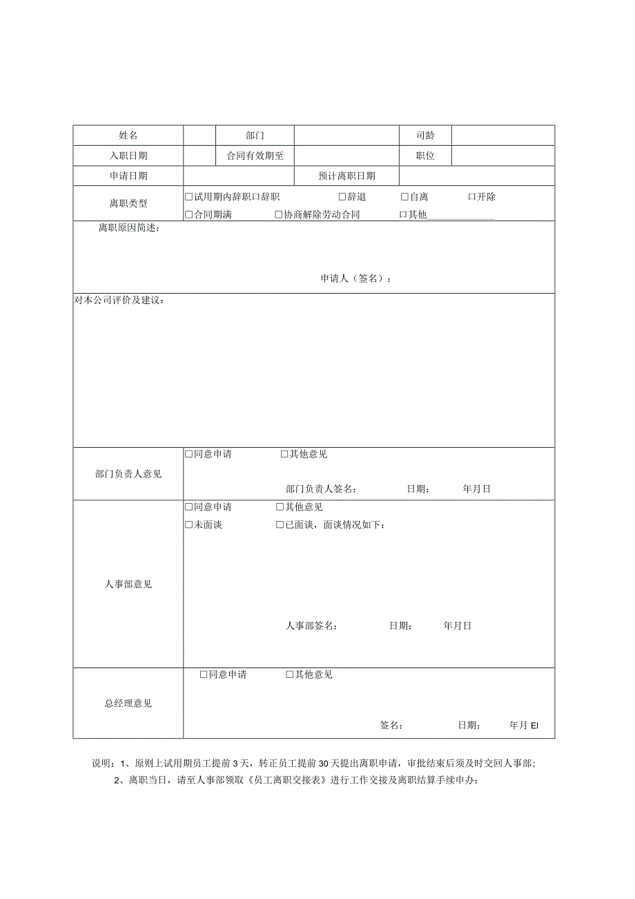 员工离职申请表(推荐范本).docx_第1页