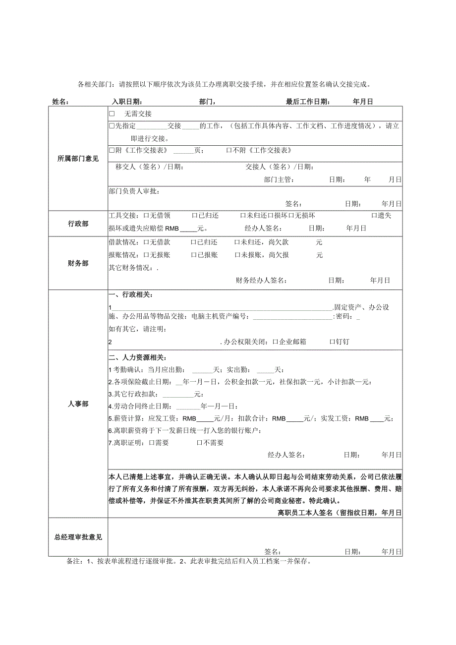 员工离职申请表(推荐范本).docx_第2页