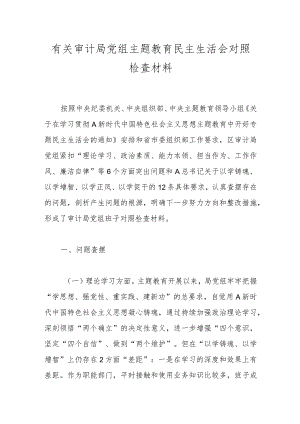 【精品公文】有关审计局党组主题教育民主生活会对照检查材料.docx