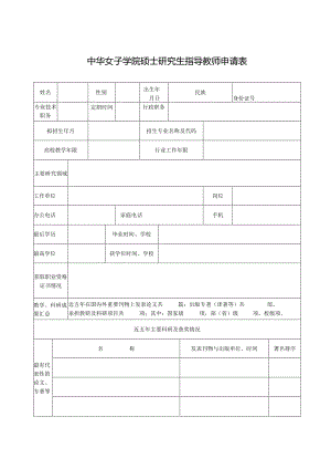 中华女子学院新增硕士生导师申请表.docx