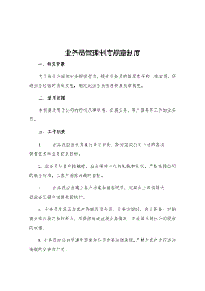 业务员管理制度规章制度.docx