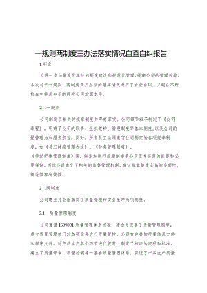 一规则两制度三办法落实情况自查自纠报告.docx