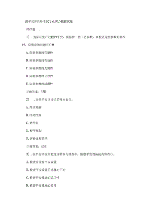 一级安全评价师考试专业能力模拟试题.docx