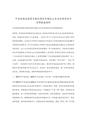 中央巡视反馈意见整改落实专题民主生活会领导班子对照检查材料.docx
