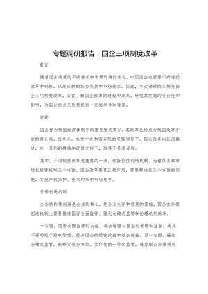 专题调研报告国企三项制度改革.docx