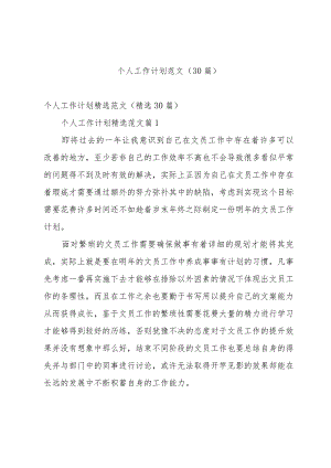 个人工作计划范文（30篇）.docx