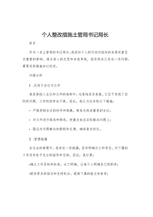 个人整改措施土管局书记局长.docx