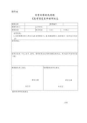中小学教师市级教学研究课题变更申请表模板.docx