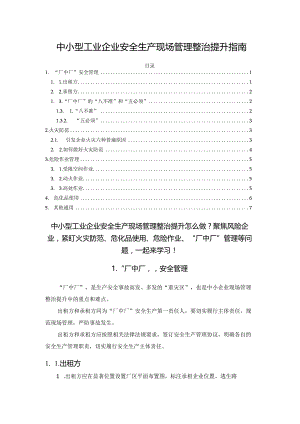 中小型工业企业安全生产现场管理整治提升指南.docx