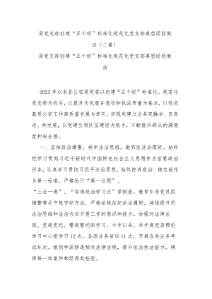 局党支部创建“五个好”标准化规范化党支部典型经验做法(二篇).docx