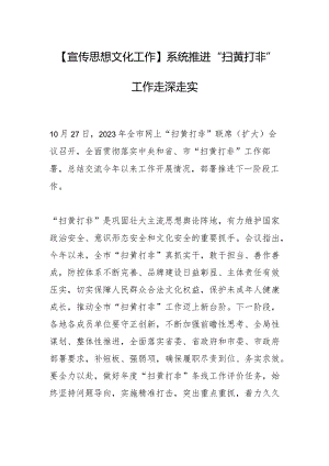 【宣传思想文化工作】系统推进“扫黄打非”工作走深走实.docx