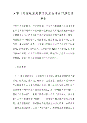 【精品公文】X审计局党组主题教育民主生活会对照检查材料.docx