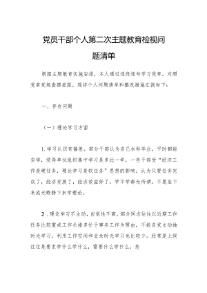 党员干部个人第二次主题教育检视问题清单.docx