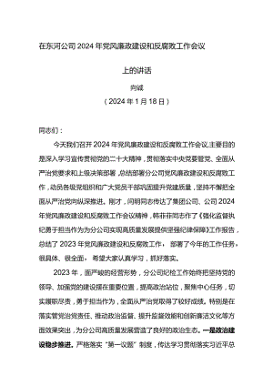 党委书记在东河公司2024年党风廉政建设和反腐败工作会议上的讲话.docx