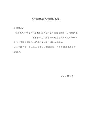关于选举执行董事长的议案.docx