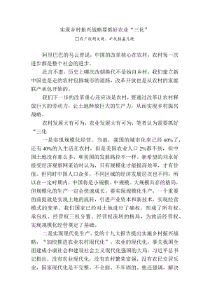 实现乡村振兴战略要抓好农业“三化”.docx
