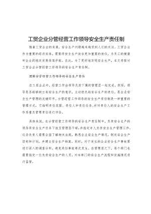 工贸企业分管经营工作领导安全生产责任制.docx