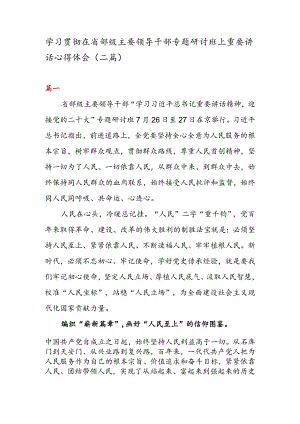 学习贯彻在省部级主要领导干部专题研讨班上重要讲话心得体会（二篇）.docx