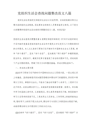党组织生活会查找问题整改范文八篇.docx