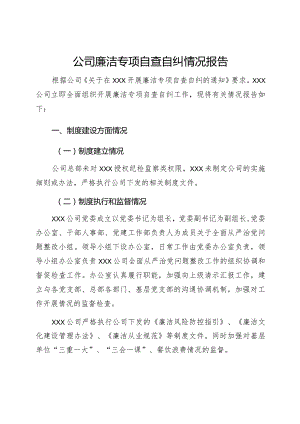 公司廉洁专项自查自纠情况报告.docx