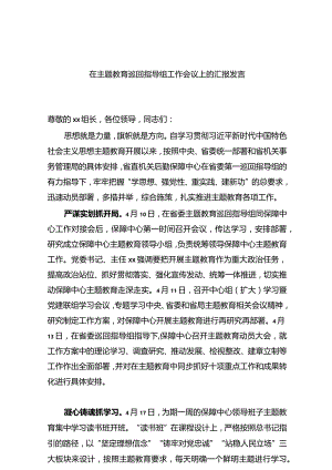 在主题教育巡回指导组工作会议上的汇报发言.docx