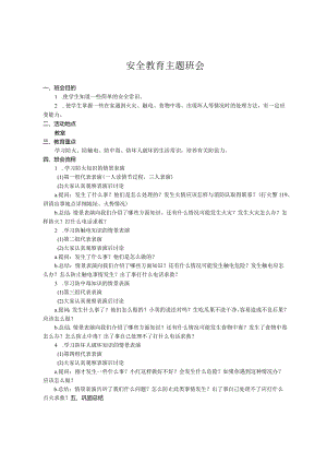 安全教育主题班会教案.docx