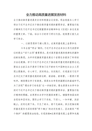 全力推动高质量发展发言材料.docx