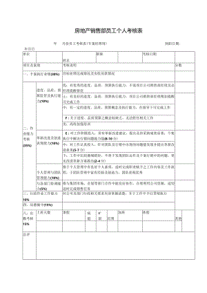 房地产销售部员工个人考核表.docx