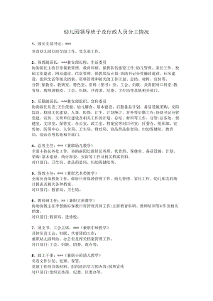 幼儿园领导班子及行政人员分工情况.docx