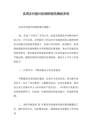 实用乡村振兴的调研报告模板多例.docx