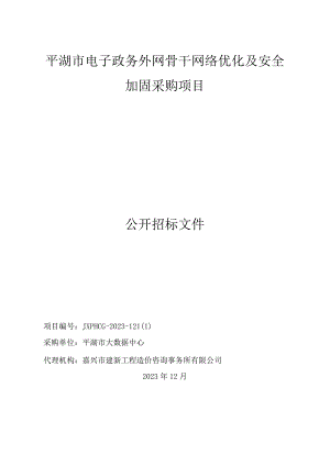 平湖市电子政务外网骨干网络优化及安全加固采购项目招标文件.docx