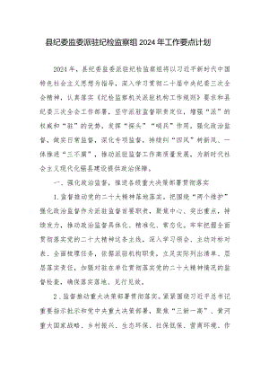 县纪委监委派驻纪检监察组2024年工作要点计划思路打算.docx