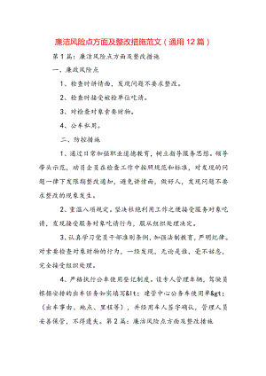 廉洁风险点方面及整改措施范文(通用12篇).docx