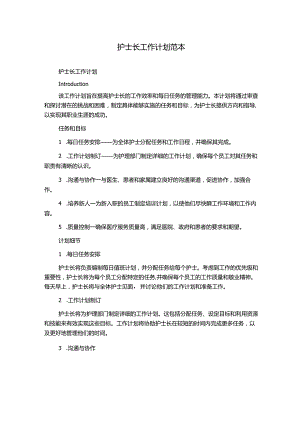 护士长工作计划范本.docx