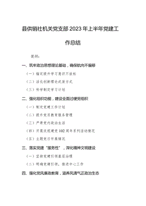 县供销社机关党支部2023年上半年党建工作总结.docx