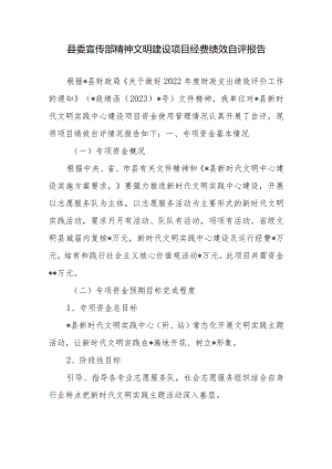 县委宣传部精神文明建设项目经费绩效自评报告.docx