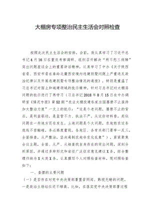大棚房专项整治民主生活会对照检查材料.docx
