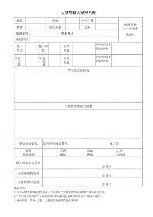 大学应聘人员报名表.docx